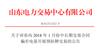 山東省內(nèi)1月份中長期交易合同<font color=