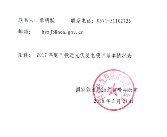 浙江能監(jiān)辦關(guān)于開(kāi)展2017年度光伏發(fā)電專項(xiàng)監(jiān)管工作的通知