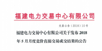 福建2018年5月月度競價直接交易成交結果