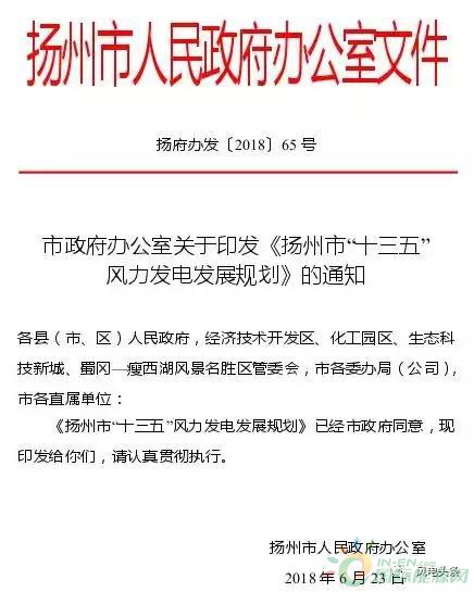 2.1GW！揚(yáng)州市“十三五”風(fēng)力發(fā)電發(fā)展規(guī)劃正式頒布：鼓勵(lì)投資建設(shè)和經(jīng)營(yíng)分散式風(fēng)電項(xiàng)目！