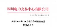 四川2018年10月事后合同轉(zhuǎn)讓交易：省內(nèi)成交電量1.55192億千瓦時
