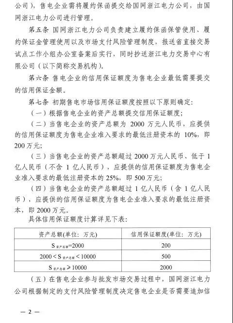 新規(guī)！浙江擬按售電企業(yè)資產(chǎn)總額繳納保函 最高2000萬(wàn)
