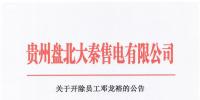 貴州盤北大秦售電有限公司關(guān)于開(kāi)除員工鄧龍?jiān)５?font color=